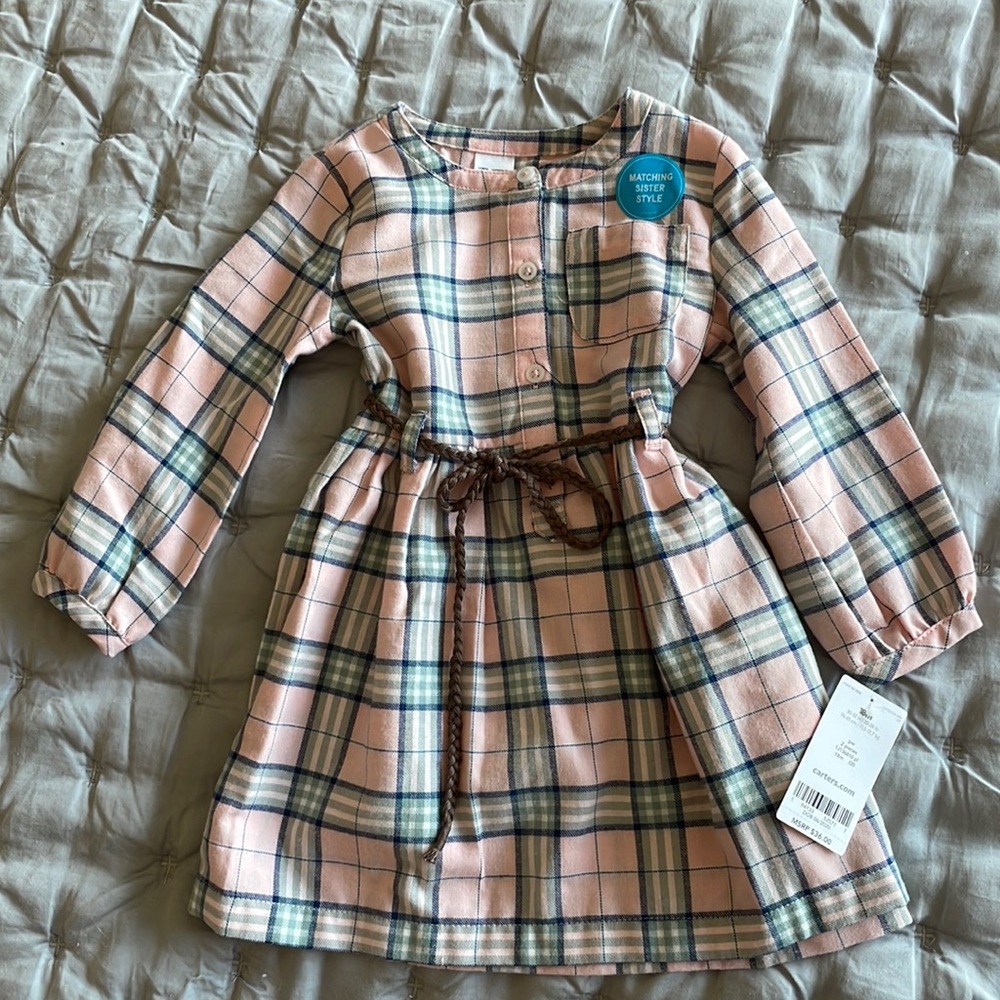 Brand new with tags- Carters shirt dress with belt 18 months